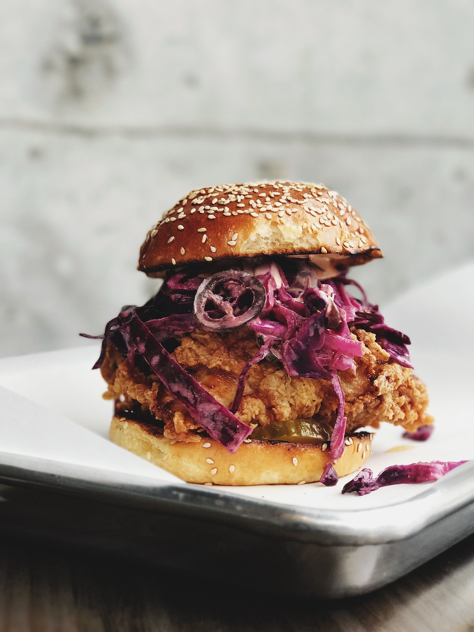 food, hamburger, sesame, seeds, breakfast, lunch, dinner, snack, restaurant, chicken